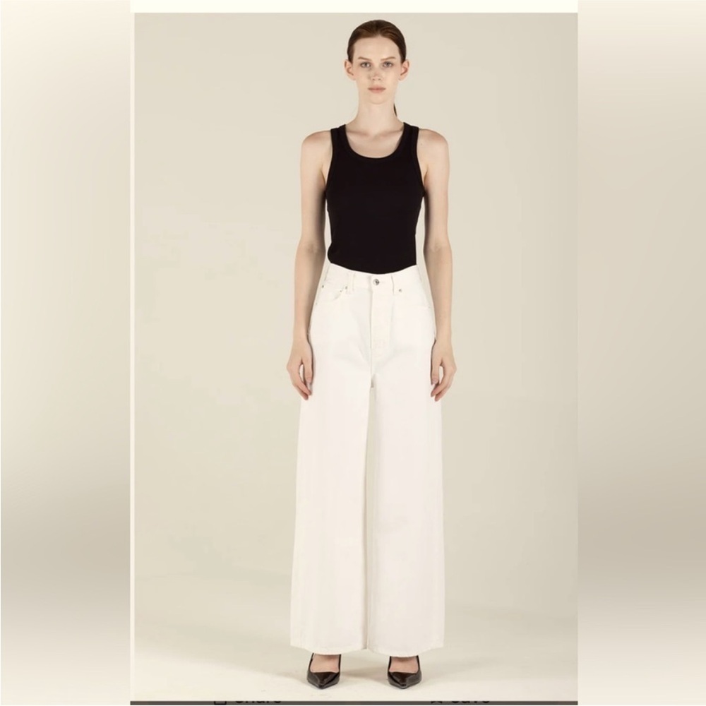 NWT Etica Denim Stanton Wide Leg Natural Off White 100% Cotton Baggy Jeans 31